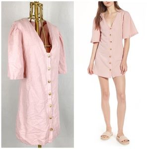 Topshop | Angel Sleeve Linen Mini Shift Dress